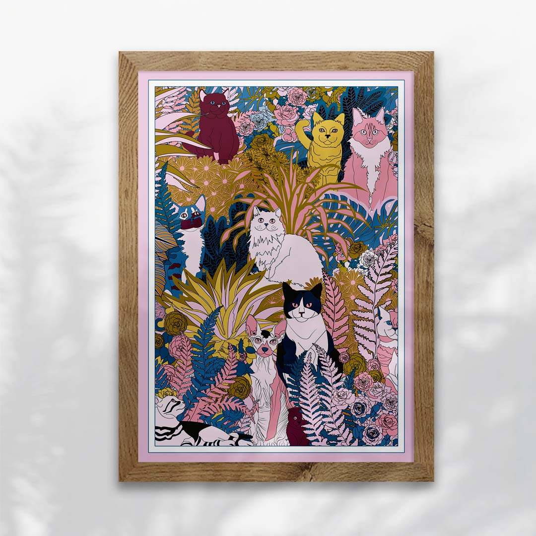 Garden Cats Art Print
