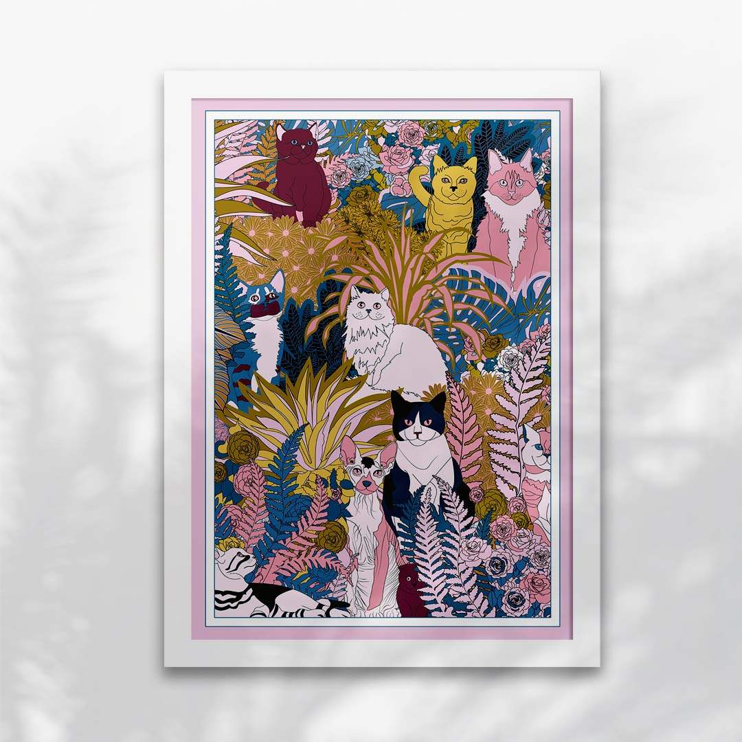 Garden Cats Art Print