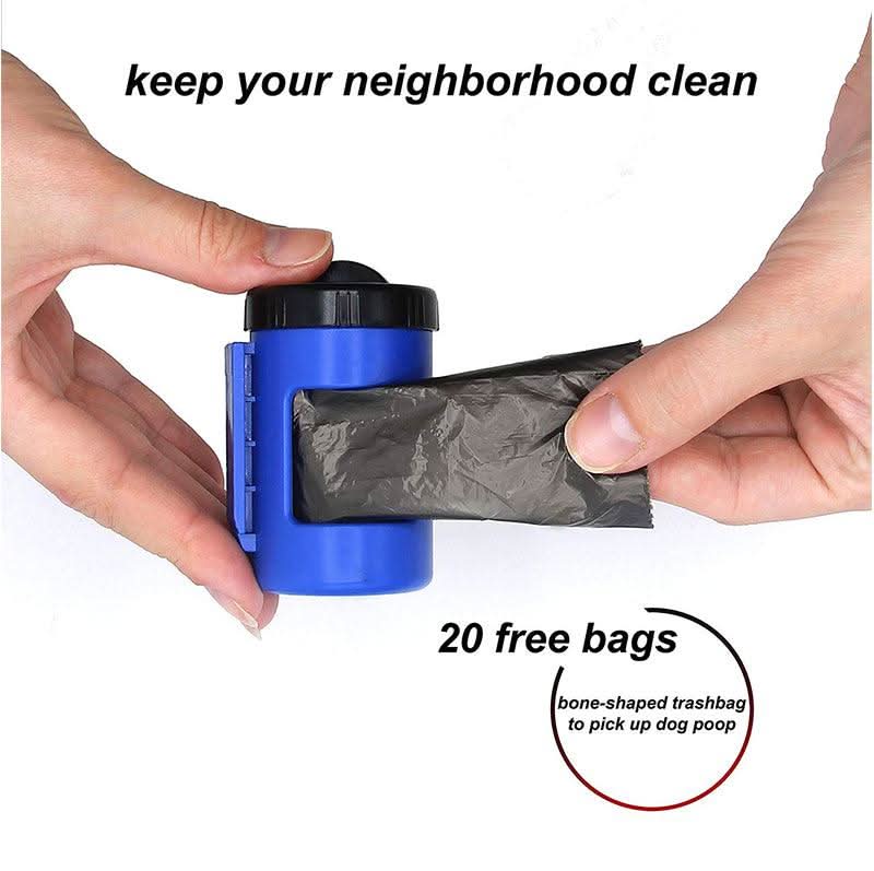 Nightwalk 4.5M Led Light And Waste Bag Dispenser Retractable Dog Leash by Dog Hugs Cat