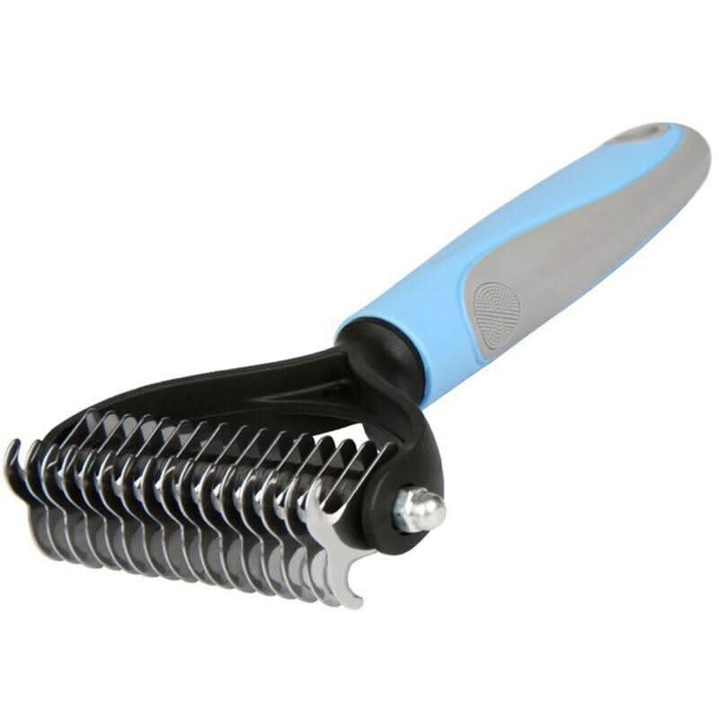 Grooming Brush For Pet Dog Cat Deshedding Tool Rake Comb Fur Remover Reduce 2-Side Dematting Tool For Dogs Cats Pets Grooming Brush Double Sided Shedding And Dematting Undercoat Rake Hair Removal Comb by Dog Hugs Cat