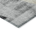 8' Pewter Brown And Charcoal Round Geometric Washable Indoor Outdoor Area Rug by Homeroots