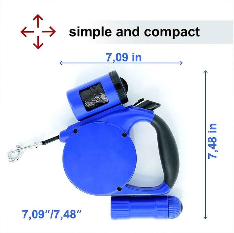 Nightwalk 4.5M Led Light And Waste Bag Dispenser Retractable Dog Leash by Dog Hugs Cat