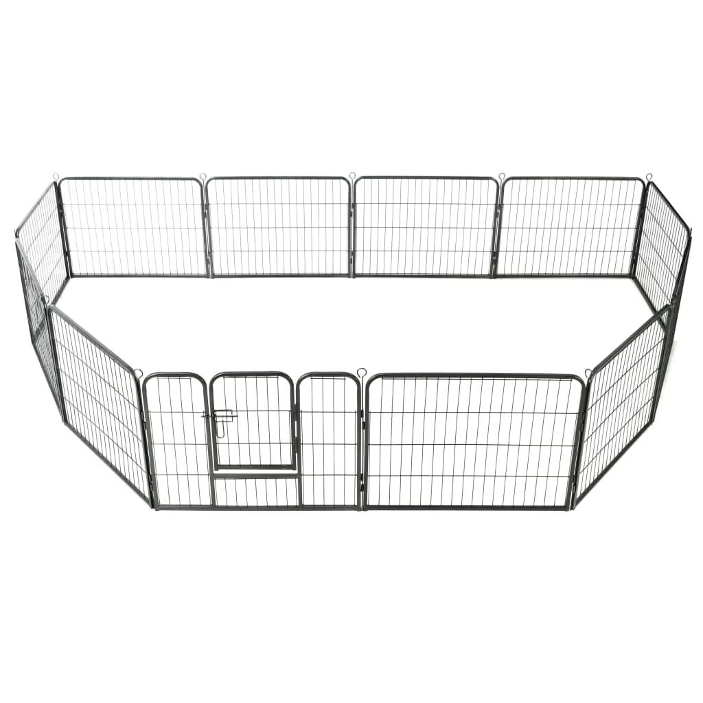 vidaXL Dog Playpen 12 Panels Steel 31.5"x23.6" Black by VidaXL