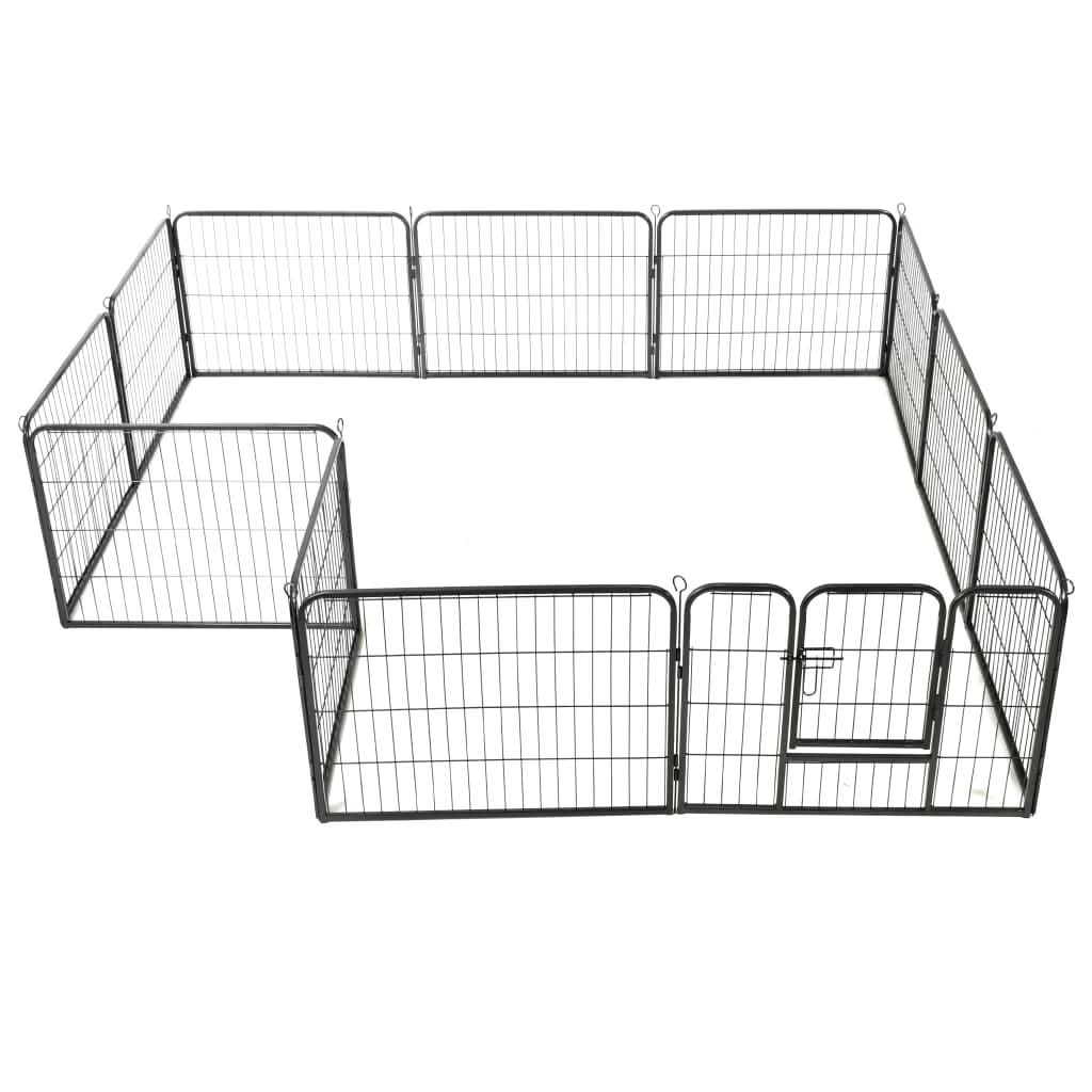 vidaXL Dog Playpen 12 Panels Steel 31.5"x23.6" Black by VidaXL