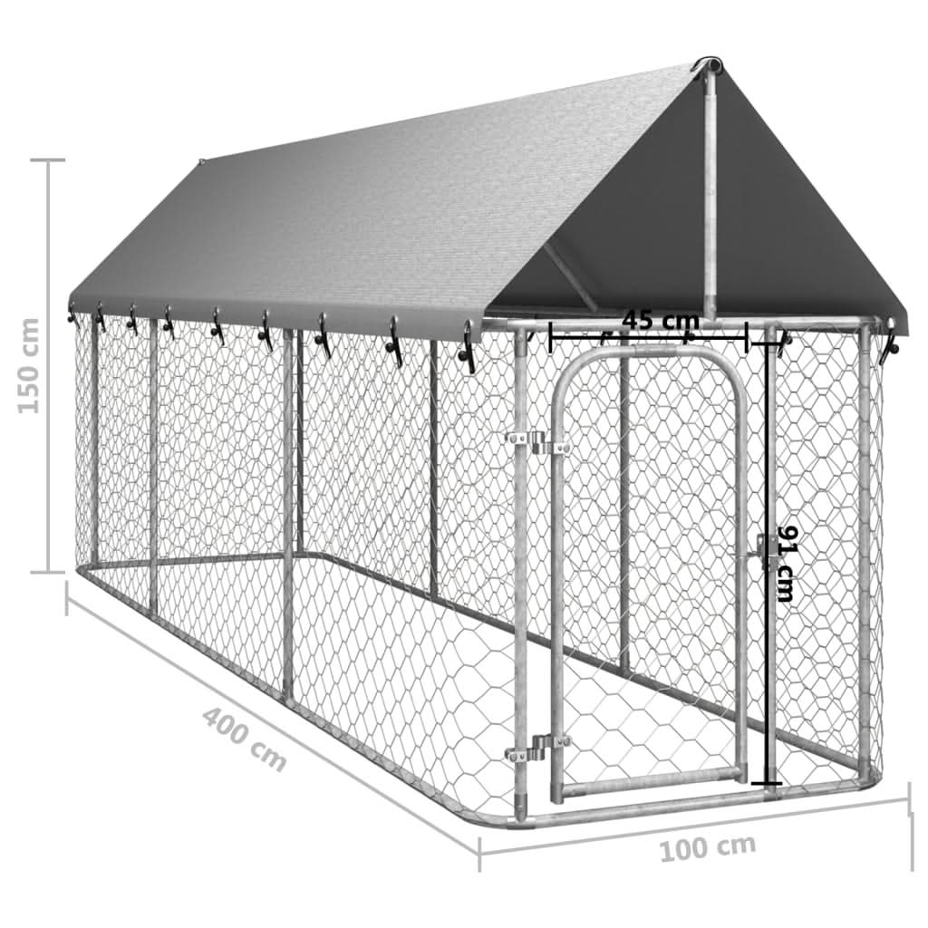 vidaXL Outdoor Dog Kennel Dog Pen Pet Crate Kennel Playpen House with Roof by VidaXL