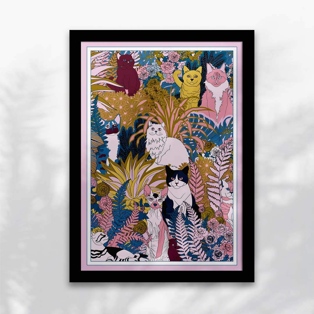 Garden Cats Art Print