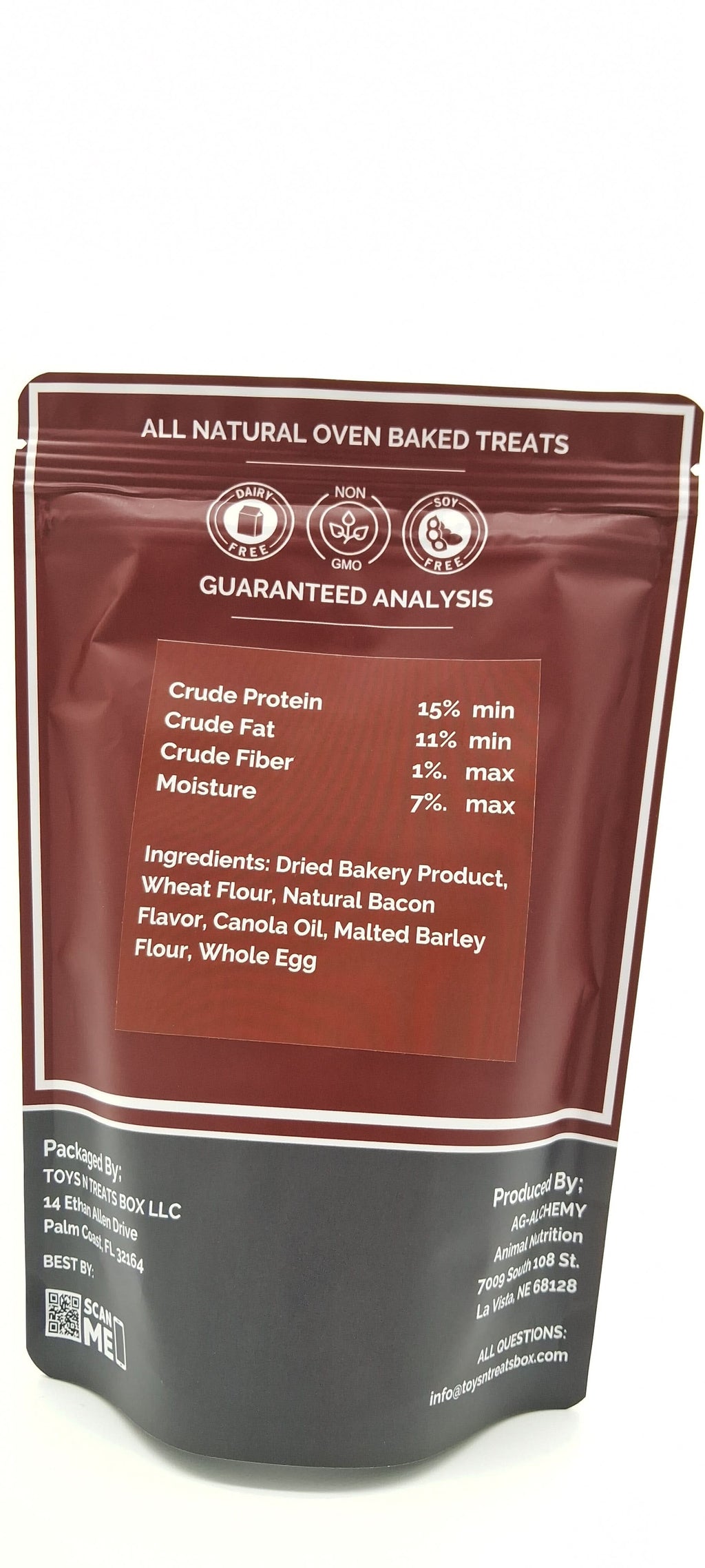 Bacon Bones Dog Treats - All Natural Oven Baked by Toys N Treats Box