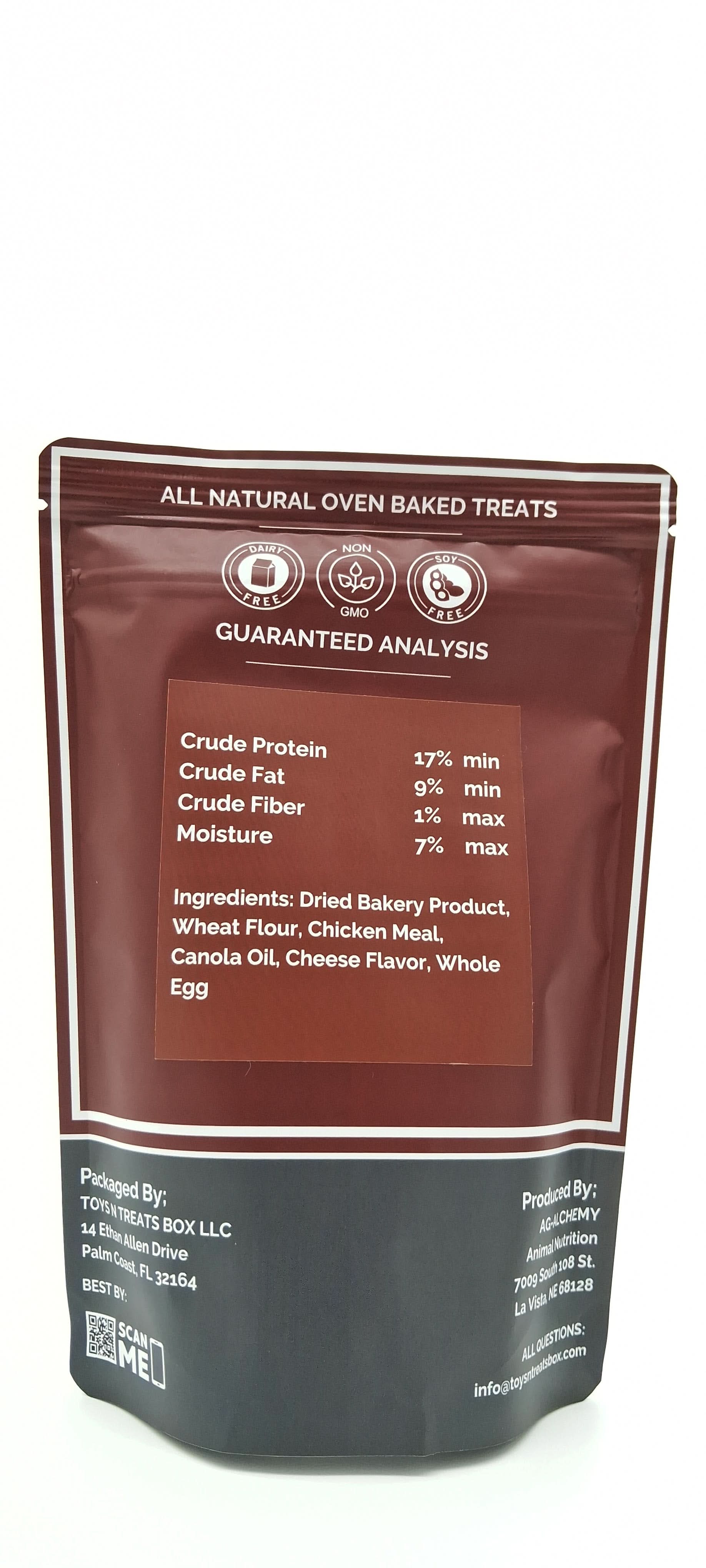 Cheesy Chicken Bones Dog Treats - All Natural Oven Baked by Toys N Treats Box