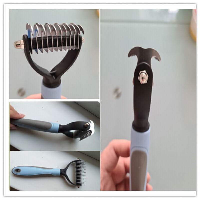 Grooming Brush For Pet Dog Cat Deshedding Tool Rake Comb Fur Remover Reduce 2-Side Dematting Tool For Dogs Cats Pets Grooming Brush Double Sided Shedding And Dematting Undercoat Rake Hair Removal Comb by Dog Hugs Cat