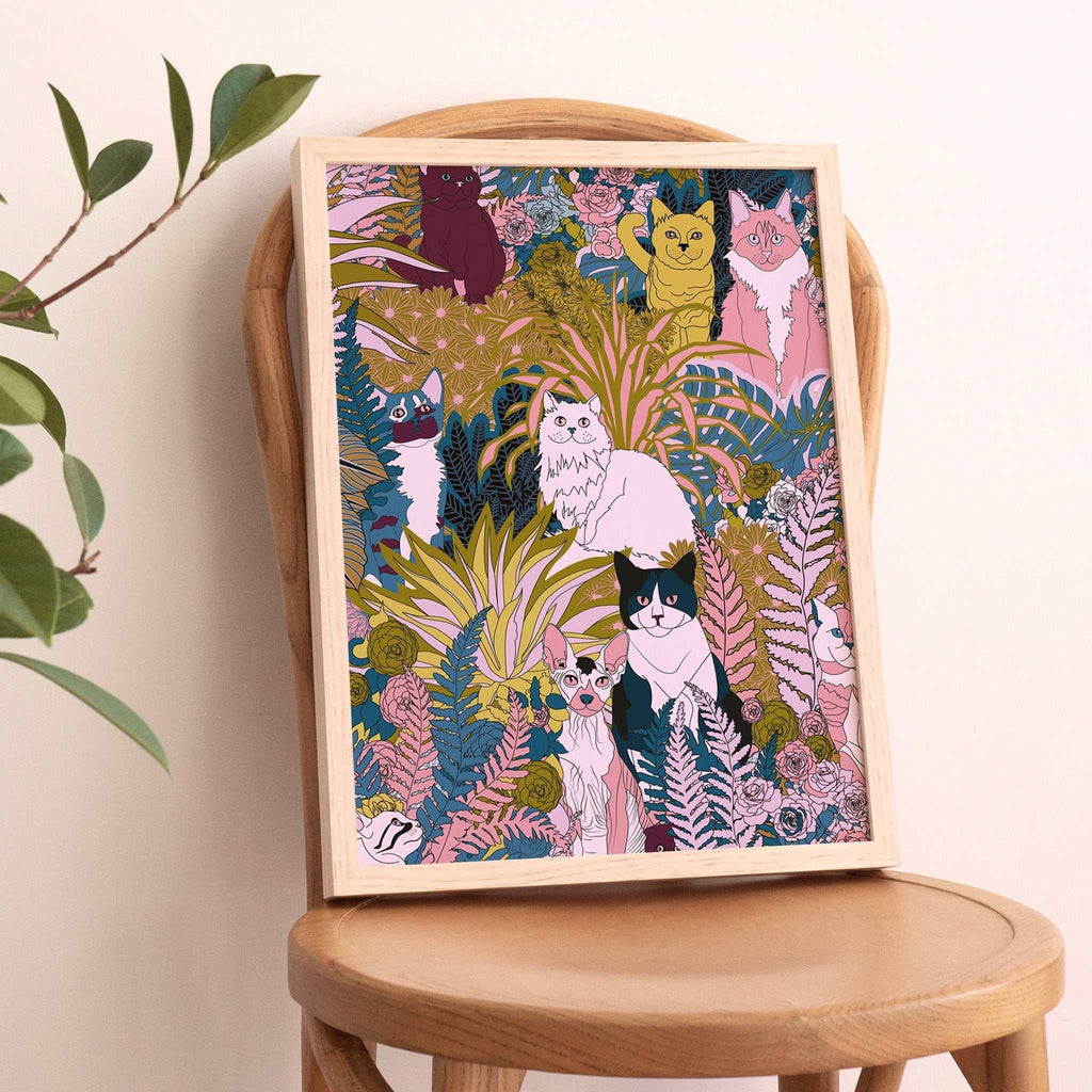 Garden Cats Art Print by OMGKITTY