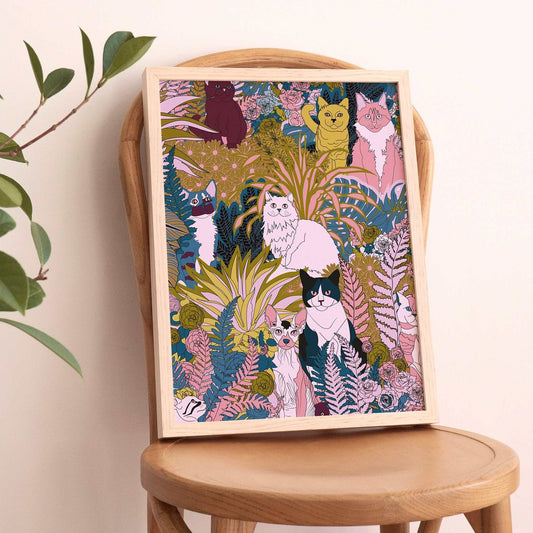 Garden Cats Art Print
