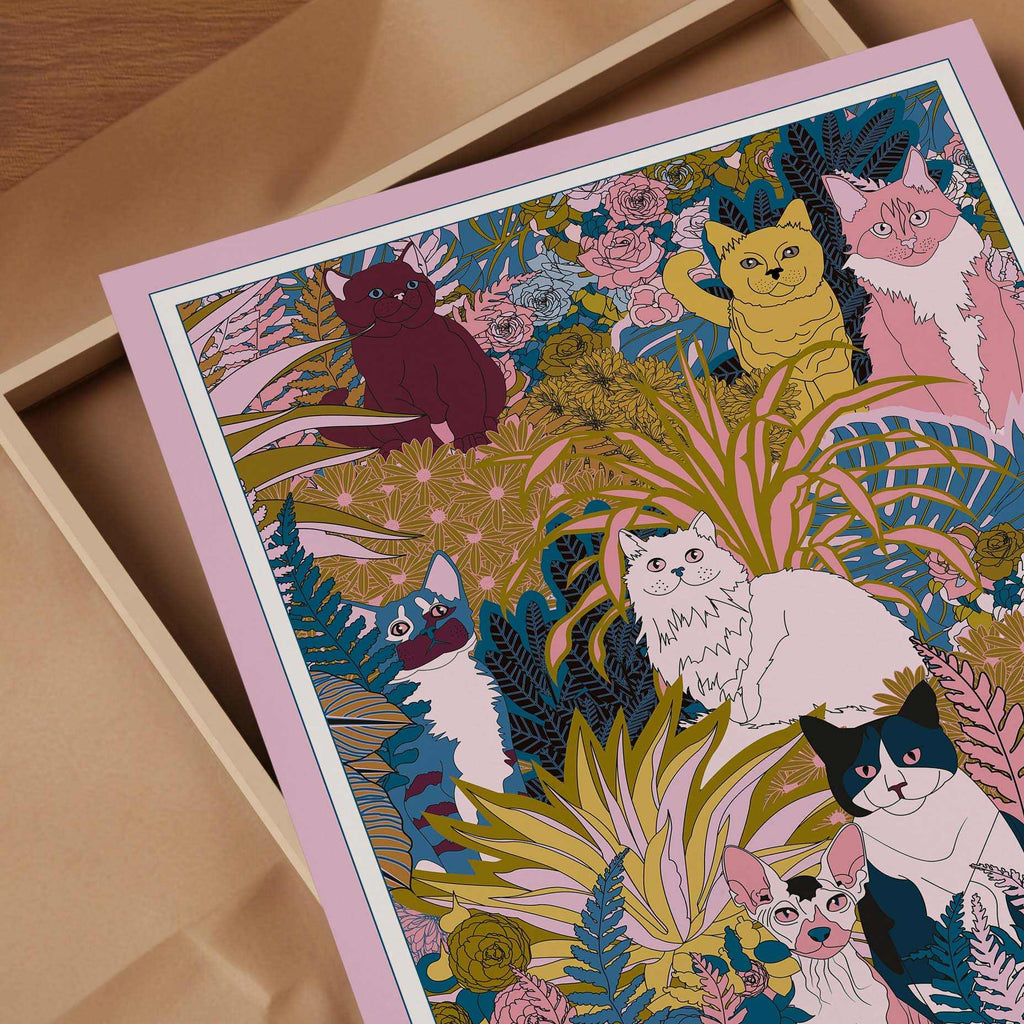 Garden Cats Art Print by OMGKITTY